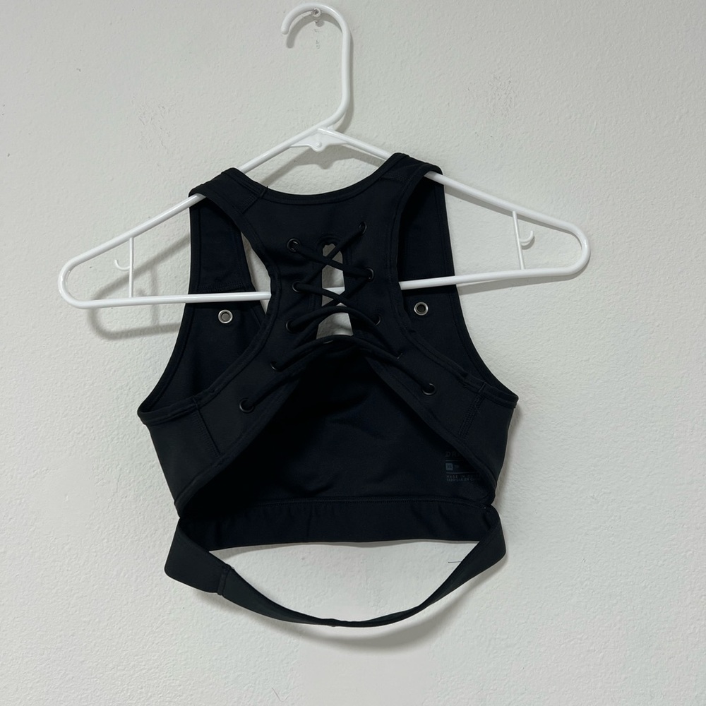 Nike Black Classic Dri-Fit  Lace-Up Back Swoosh Sports Bra - Picture 4 of 8
